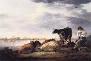 Aelbert Cuyp Cows and Herdsman by a River oil painting picture wholesale